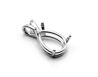 Sterling Silver Pre-notched 4-Prong Pear Pendant