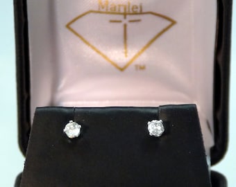 Simple Natural White Topaz Earrings. Round, Diamond Cut 3mm Authentic Brazilian studs. Butterfly and Bullet Backs included.