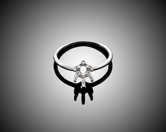 Sterling Silver Oval Faceted Ring Mount: 7x5mm or 8x6mm, 6-Prong Tray