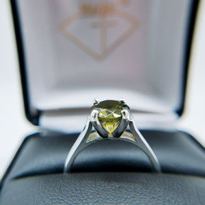 Beautiful Dark Green, Lab Tourmaline! 8mm Concave Cut Solitaire. Sterling Silver, Gorgeous October Birthstone! Select size.