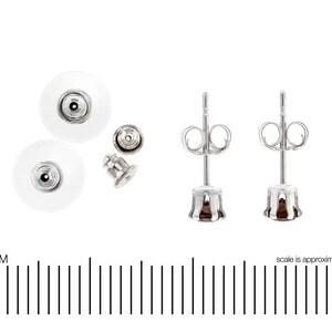 3mm smoky quartz gemstones in 6 prong earrings