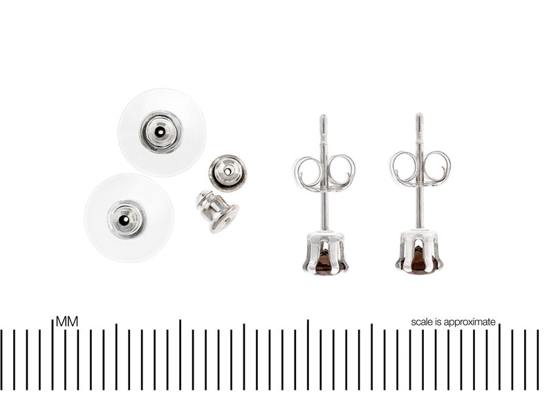 3mm smoky quartz gemstones in 6 prong earrings