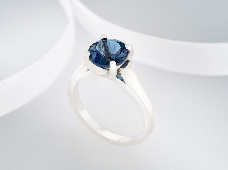 Deep Blue Topaz Ring. London Blue Color. Genuine Brazilian - Etsy