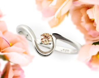 Imperial Topaz Silver Ring: Ouro Preto Gemstone, Half Heart Design