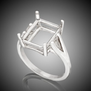 Premium Sterling Silver, 10x8, 11x9, 12x10, 14x10, 14x12, 16x12, 18x13, 20x15mm split cathedral emerald ring mount. Polished, ready for gem.