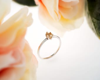 Ouro Preto Imperial Topaz Ring: 6-Prong Sterling Silver Solitaire