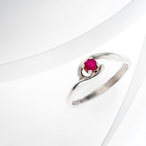 Natural Ruby Sterling Silver Ring - July Birthstone