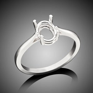 Premium Sterling Silver 7x5, 8x6, or 9x7 oval faceted ring mount. 4-prong tray, Premium silver. Polished, and ready for gemstone.
