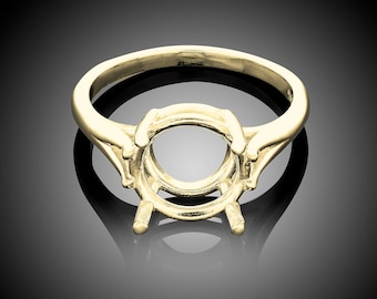 10K Yellow, White, or Rose Gold Double Cathedral Ring Mount: 8-15mm Round Gemstone Setting