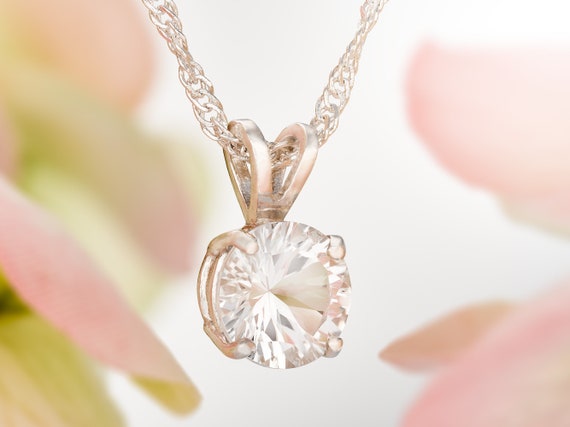 Sterling Silver Round 8mm Gemstone & White Topaz Pendants Sterling Silver Round 8mm Gemstone & White Topaz Pendants