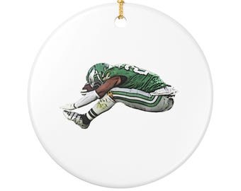 Saquon Barkley omgekeerde hordesprong kerstornament - Philadelphia Eagles fan cadeau - Barkley keramisch kerstornament