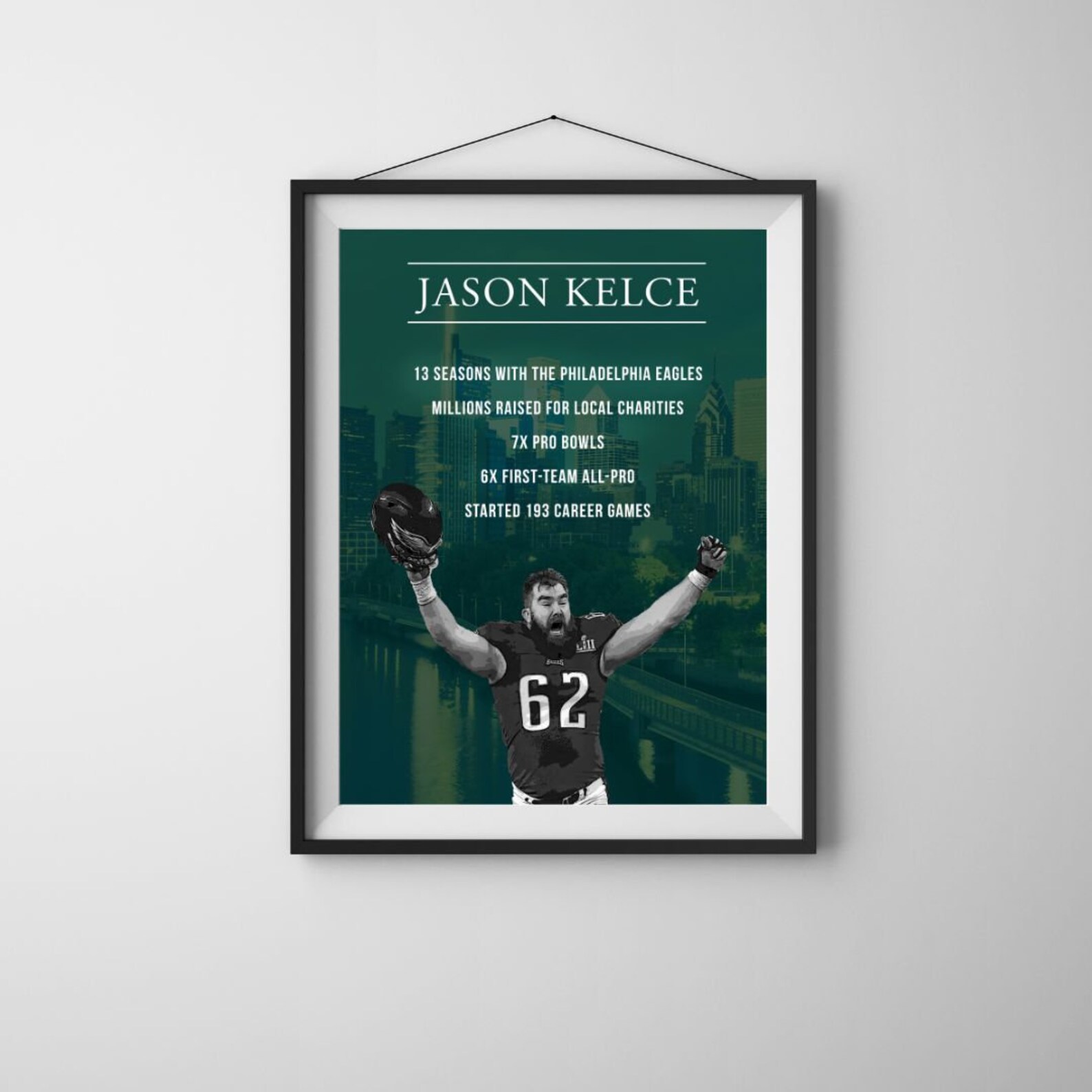 Jason Kelce Career Stats Digital Print - Philadelphia Eagles Football ...