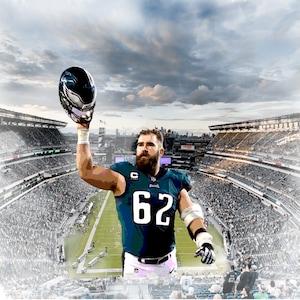 Jason Kelce with Lincoln Financial Field Print, Instant Digital Download, Eagles Fan Gift
