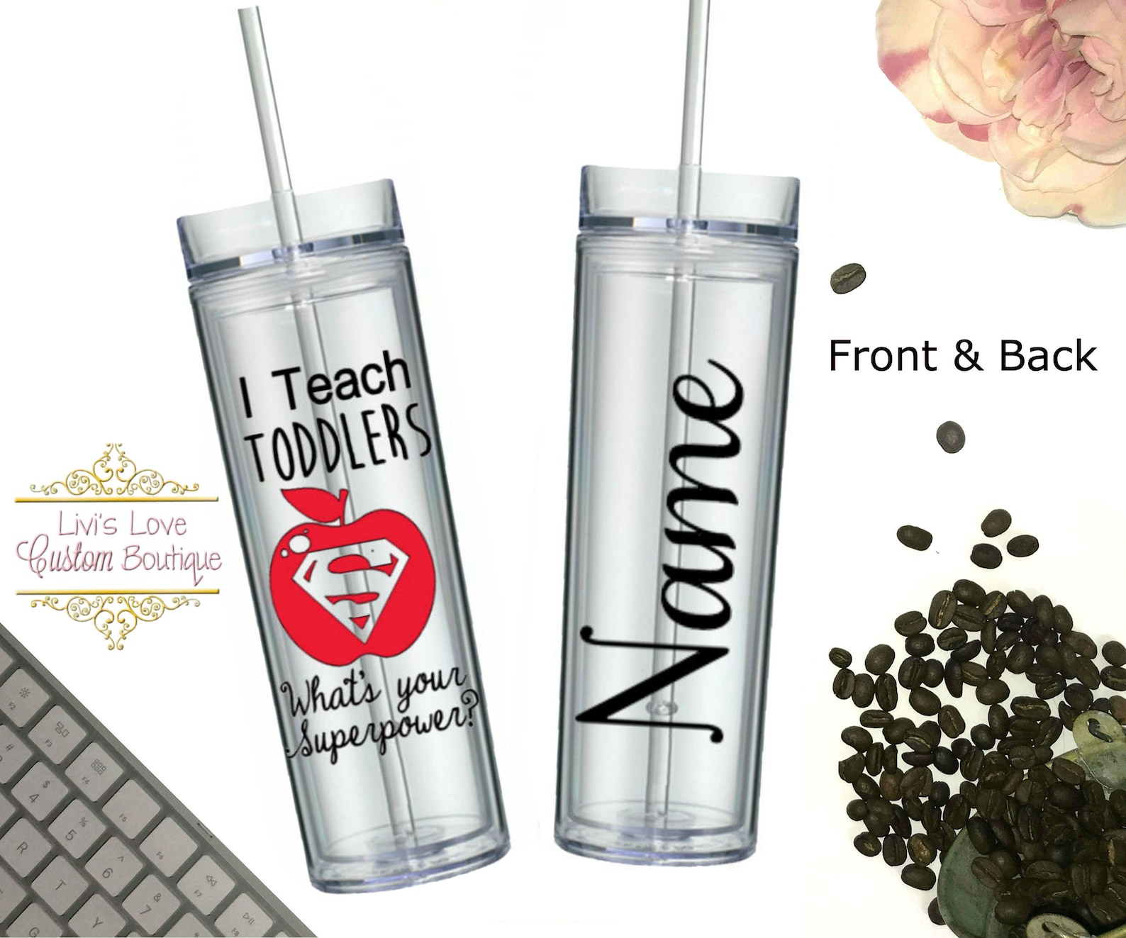 Personalized Preschool Teacher Cup 16 ounce double walled Etsy