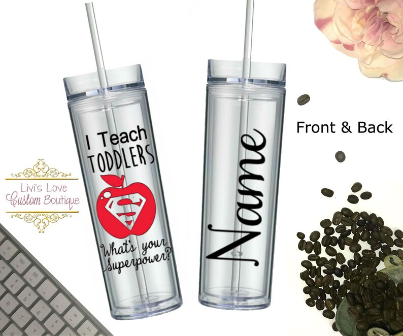 Personalized Preschool Teacher Cup 16 ounce double walled Etsy