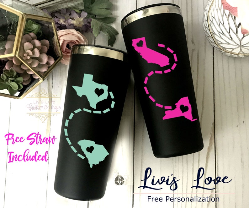 Long Distance Relationship Personalized tumbler Travel To-Go image 0