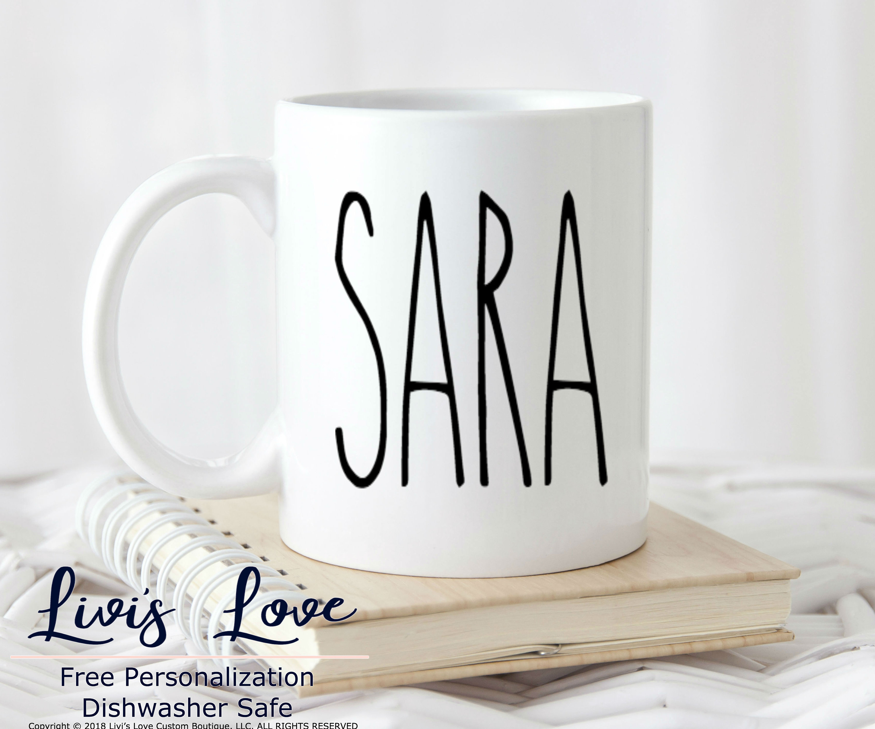 Name Mugs Skinny Font Personalized Coffee Mug Custom Name Cups Etsy