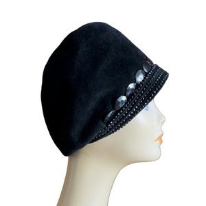 Vintage black cloche style Hat, Coronet label, made in Italy