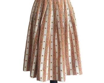 Vintage pleated skirt Peasant style, 1950's era, Spring Skirt