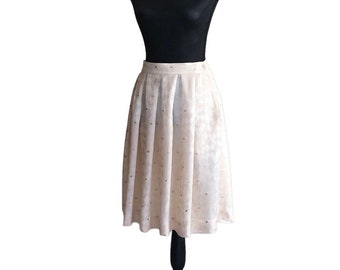 Vintage champagne color sparkly holiday skirt, gold metallic, Argyle print, winter white
