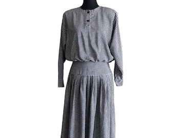 Vintage Kleid mit Hahnentritt-Muster: Midikleid