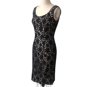 Vintage black lace cocktail dress, 1950’s wiggle style, Lilli Diamond label