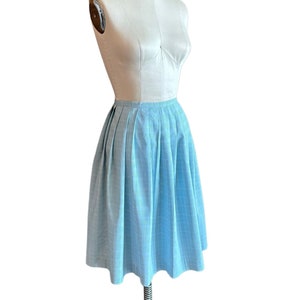 Vintage 1950’s blue cotton skirt, pleated, lightweight summer skirt