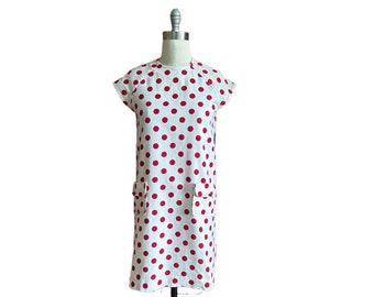 1960’s Shift dress Red polka dot print   spring dress