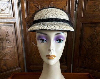 Vintage Womens 1940s Black Bucket Bow Netting Gothic - Etsy display picture 1