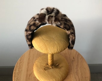 Vintage Child’s Fur Headband, leopard print headband