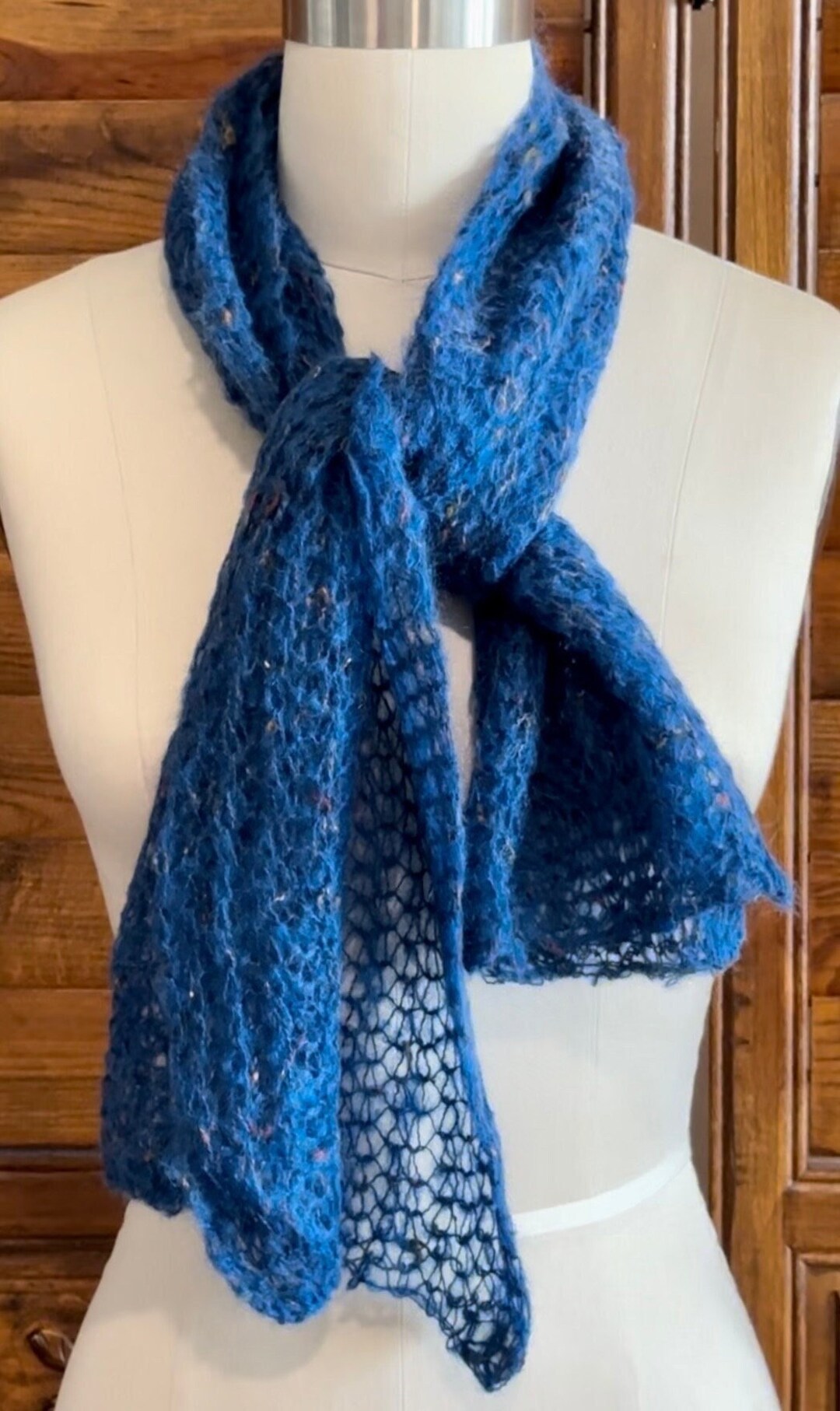 Mohair Blend Knit Winter Scarf in Blue Made in Italy Festive - Etsy