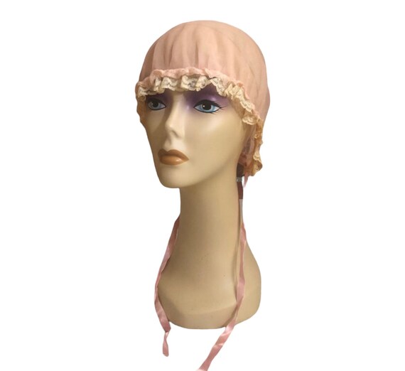 Vintage Victorian Night Cap • Pink lace hat - Gem