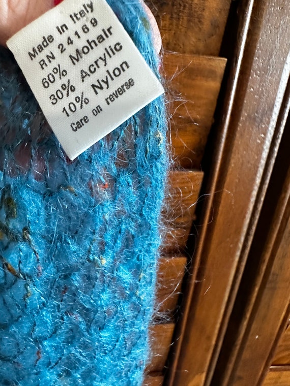 Blue Mohair winter scarf made in Italy, festive g… - image 2