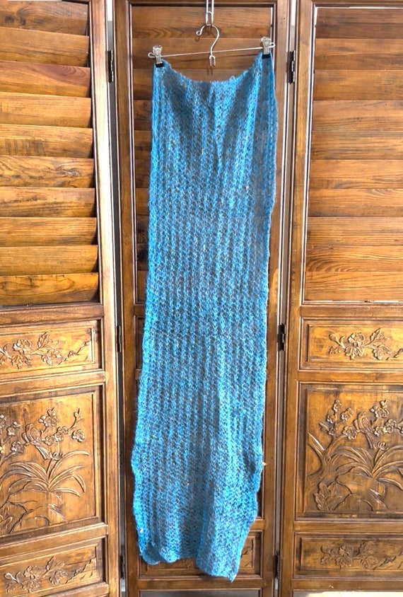 Blue Mohair winter scarf made in Italy, festive g… - image 6