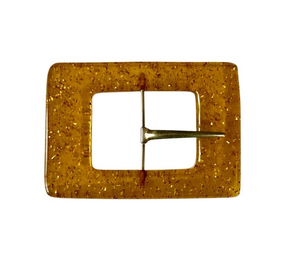 Vintage belt buckle gold with gold specked  shimm… - image 1