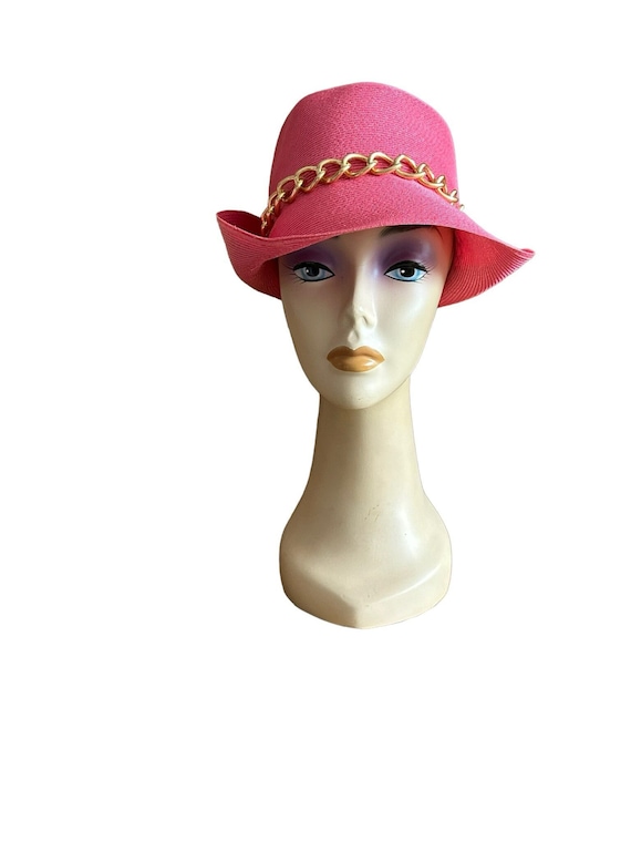 Vintage 1960’s  pink straw fedora hat