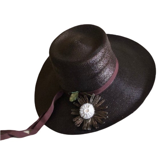Vintage Brown Straw Hat, Saks 5th Avenue, Summer … - image 1