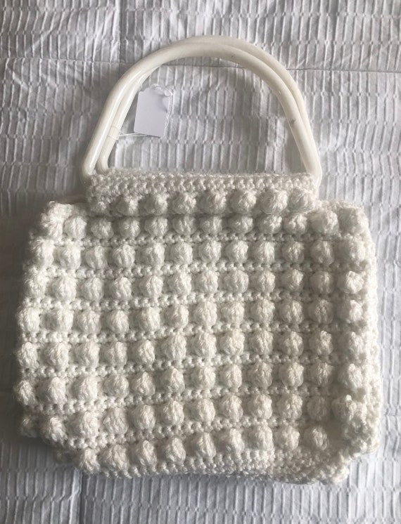 Vintage 1970’s  White Crochet Purse Spring Summer… - image 6