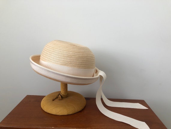 Vintage Straw Hat, Cream Hat, Childs Hat, 1960’s … - image 7