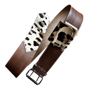 Vintage leopard animal print belt, made in Italy, fall belt, western style