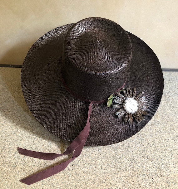Vintage straw hat / wide brimmed / Saks 5th Avenue