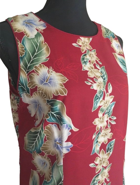 Vintage Red Floral Hawaiian Dress tropical print,… - image 2