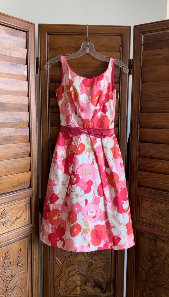 Vintage Emma Domb Spring pink floral bow dress 196