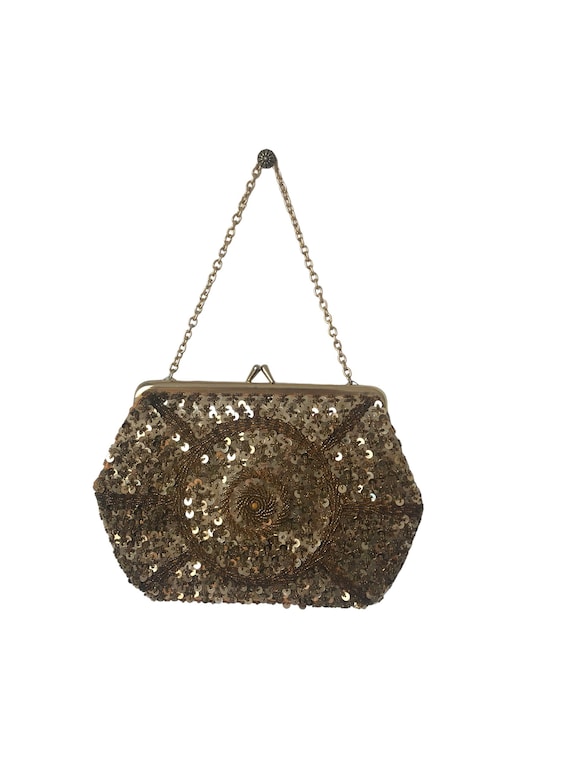 Vintage gold sequined sparkly cocktail purse