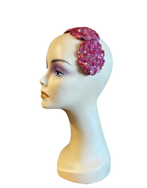 Raspberry Pink Sequined Headband, headpiece, hat