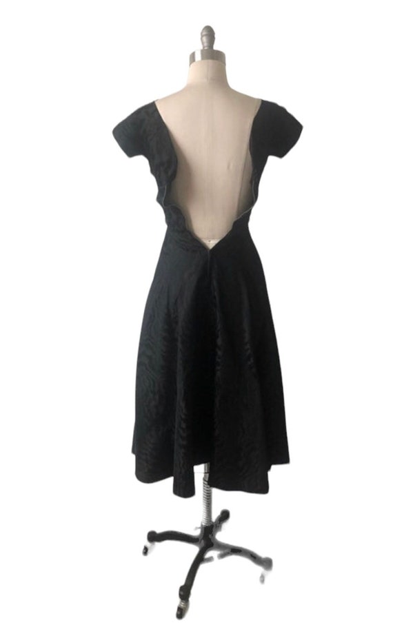 Vintage 1950’s Taffeta  Black Cocktail Dress , Pa… - image 4
