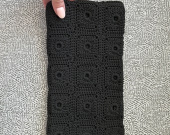 Vintage 1940’s Purse, Black Clutch, Crochet