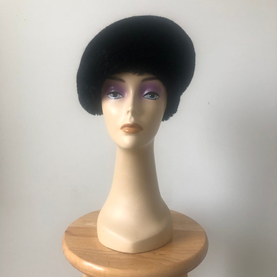 Vintage Black Faux Fur Hat, 1960s Hat, Winter Hat… - image 7