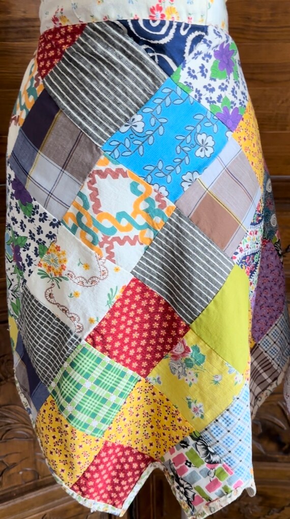 Vintage patchwork print apron , handmade,bohemian… - image 4