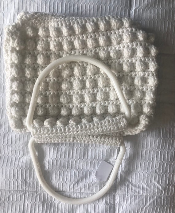 Vintage 1970’s  White Crochet Purse Spring Summer… - image 3